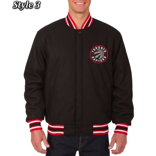 Toronto Raptors Varsity Black Wool Jacket - Image 3