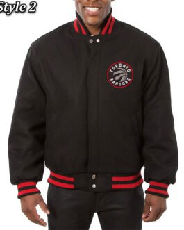 Toronto Raptors Varsity Black Wool Jacket