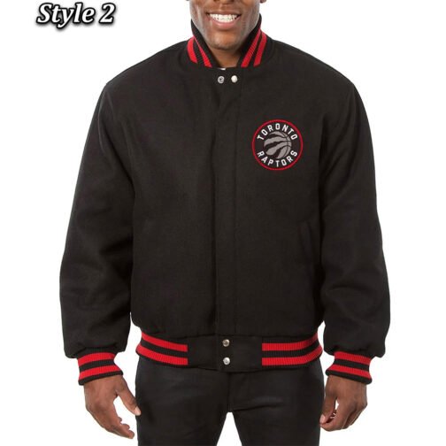 Toronto Raptors Varsity Black Wool Jacket - Image 2