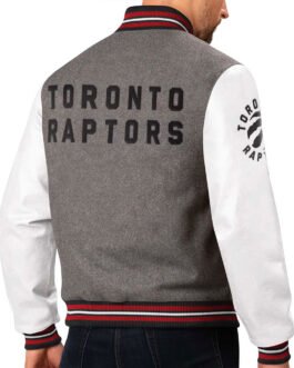 Toronto Raptors Varsity Gray and White Jacket