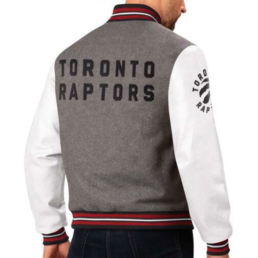 Toronto Raptors Varsity Gray and White Jacket - Image 2