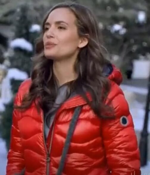 The Christmas Promise Torrey Devitto Puffer Red Coat - Image 5