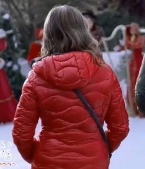 The Christmas Promise Torrey Devitto Puffer Red Coat - Image 6