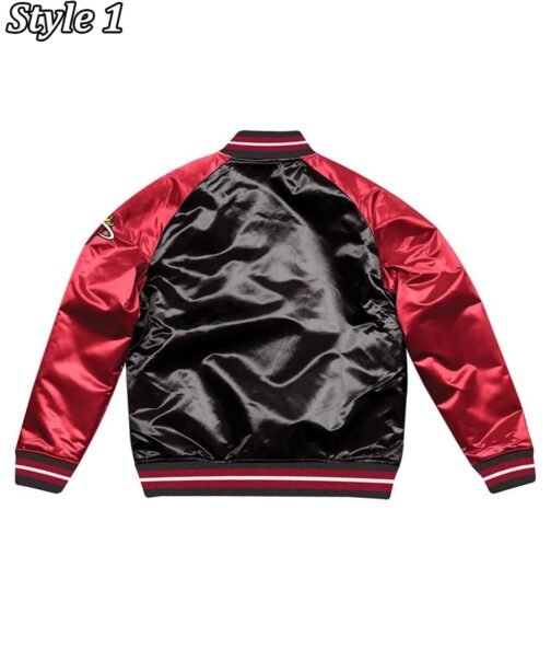 Tough Season Miami Heat Red and Black Varsity Satin Jacket - Image 3