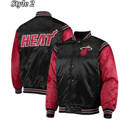 Tough Season Miami Heat Red and Black Varsity Satin Jacket - Image 6