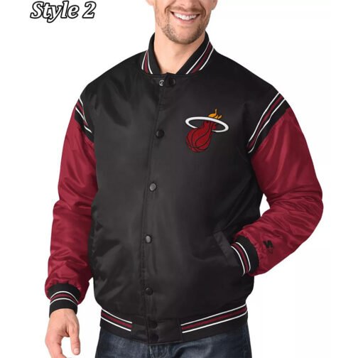 Tough Season Miami Heat Red and Black Varsity Satin Jacket - Image 5