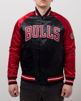 Chicago Bulls Tough Season Black and Red Satin Jacket