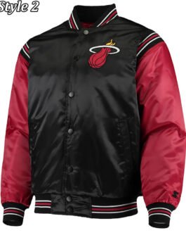 Tough Season Miami Heat Red and Black Varsity Satin Jacket