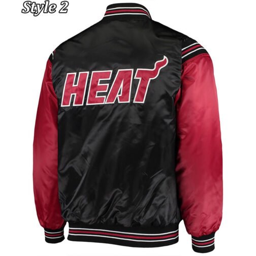 Tough Season Miami Heat Red and Black Varsity Satin Jacket - Image 4