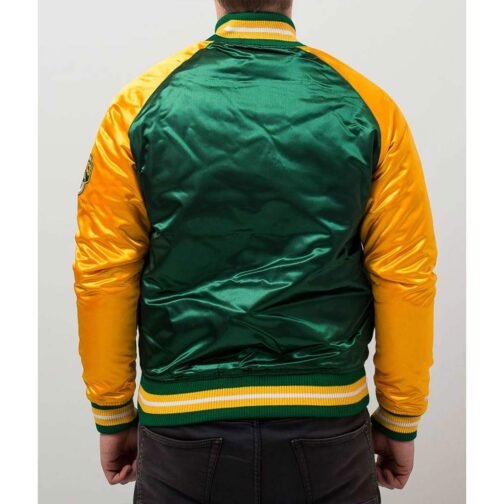 Seattle Supersonics Tough Season Green/Yellow Satin Jacket - Image 2