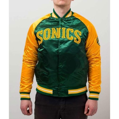 Seattle Supersonics Tough Season Green/Yellow Satin Jacket