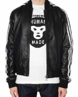 Pharrell Williams Track Bomber Leather Jacket