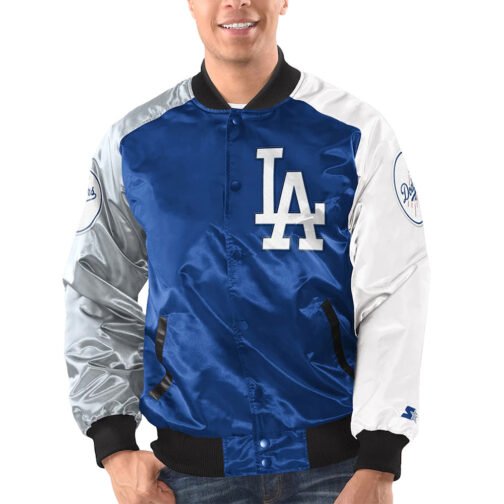 Royal/Gray Tri-LA Dodgers Color Satin Jacket - Image 4