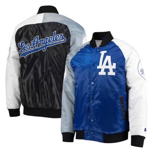 Royal/Gray Tri-LA Dodgers Color Satin Jacket - Image 3