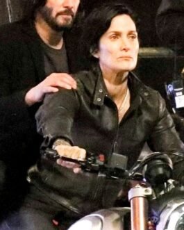 The Matrix 4 Carrie-Anne Moss Motorcycle Leather Jacket