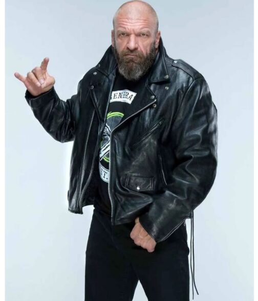 WWE Triple H Biker Leather Jacket - Image 2
