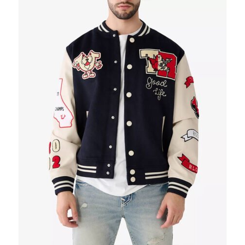 True Religion Spliced Varsity Jacket - Image 7
