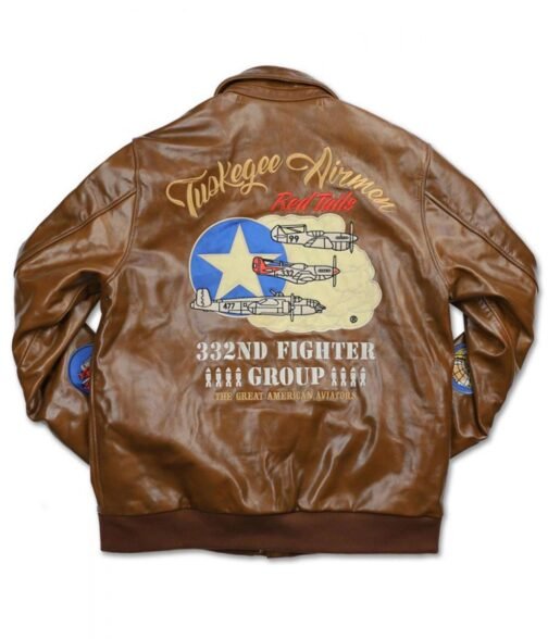 Tuskegee Airmen Fighter A2 Brown Leather Jacket - Image 2