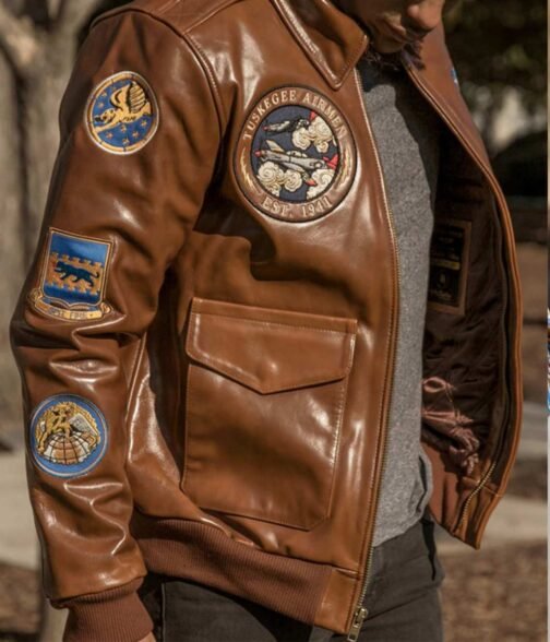 Tuskegee Airmen Fighter A2 Brown Leather Jacket - Image 4