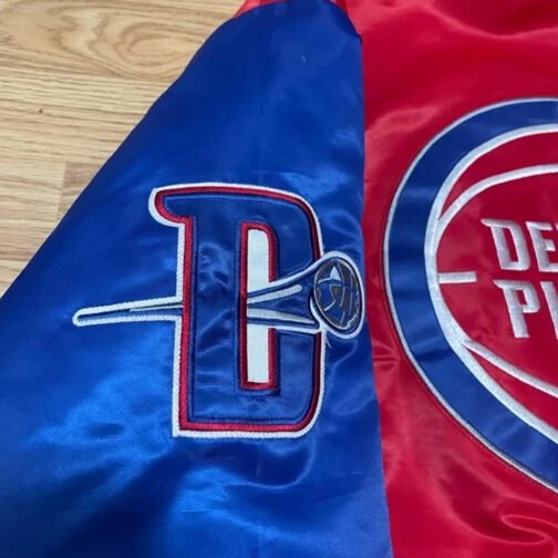 Pistons Ty Mopkins Red and Blue Satin Jacket - Image 6