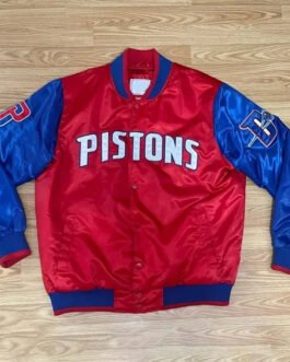 Pistons Ty Mopkins Red and Blue Satin Jacket