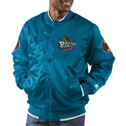 Pistons Ty Mopkins Teal Satin Jacket - Image 3