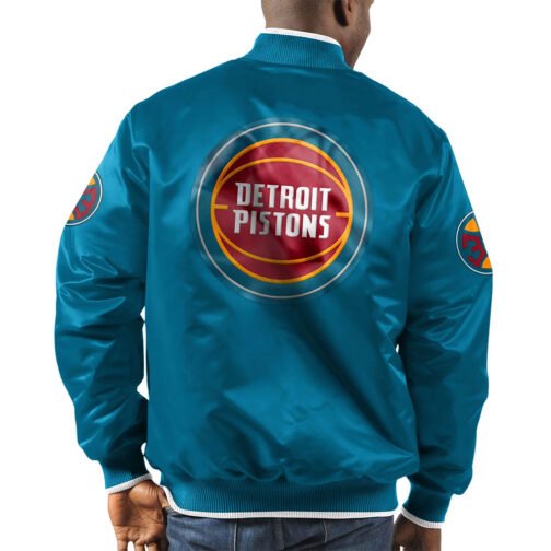 Pistons Ty Mopkins Teal Satin Jacket - Image 4