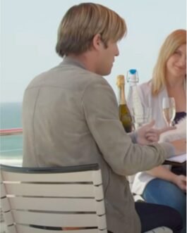 Tyler Henry Bomber Beige Suede Leather Jacket