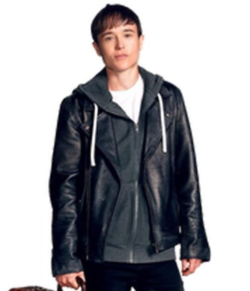 Elliot Page Umbrella Academy Biker Leather Jacket - Image 3