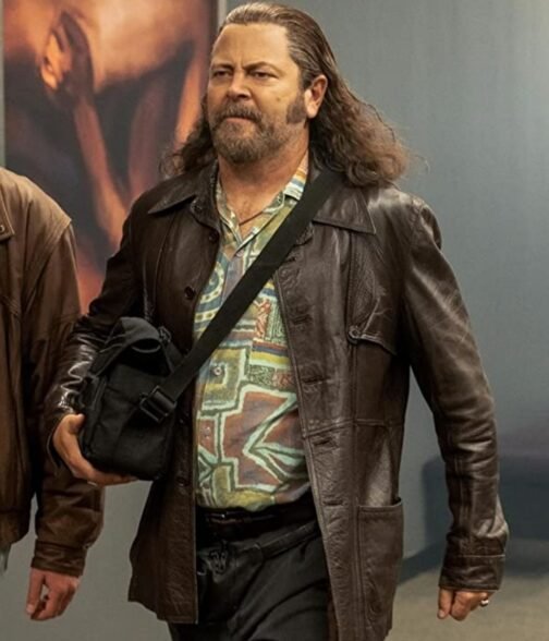Pam & Tommy Nick Offerman Brown Coat