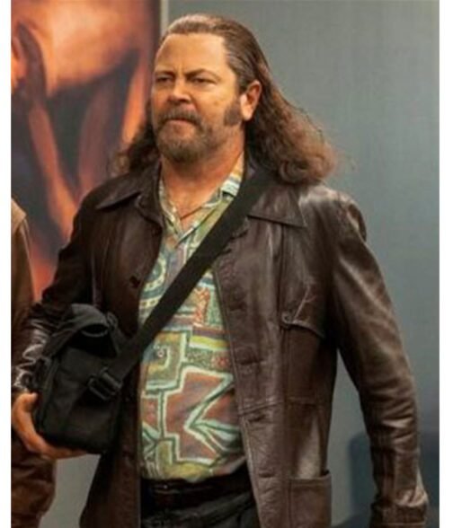 Pam & Tommy Nick Offerman Brown Coat - Image 4