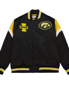 University of Iowa Heavyweight Black Satin Jacket