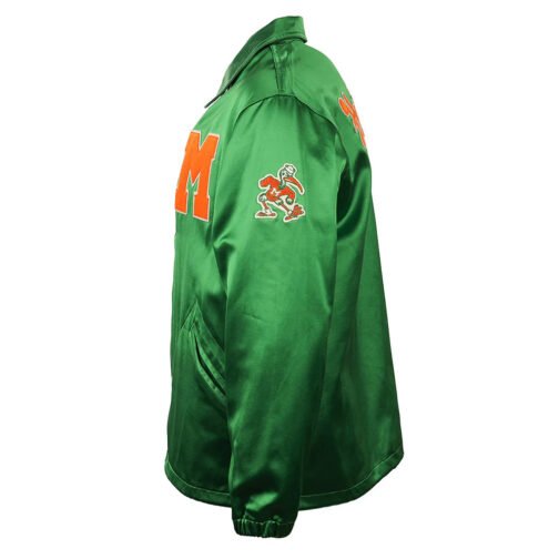 University of Miami Green Satin Windbreaker - Image 3