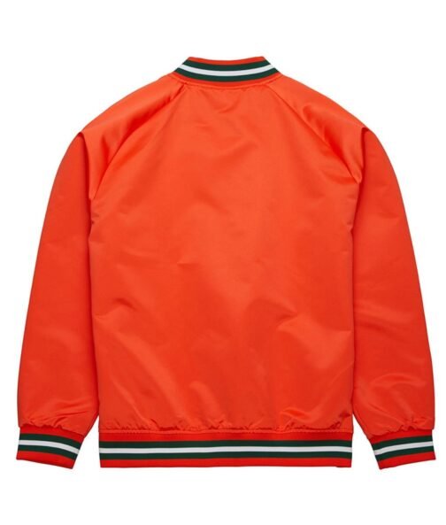 University of Miami Heavyweight Orange Satin Jacket - Image 2