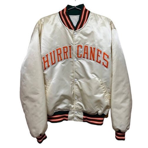 University of Miami Hurricanes White Satin Jacket