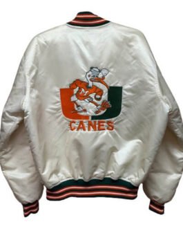 University of Miami Hurricanes White Satin Jacket