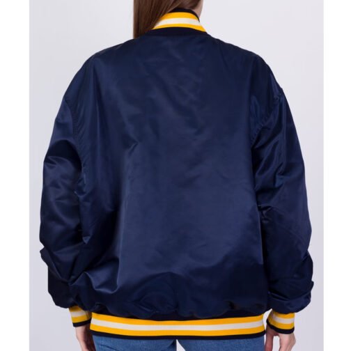 University of Notre Dame 90’s Blue Bomber Satin Jacket - Image 2