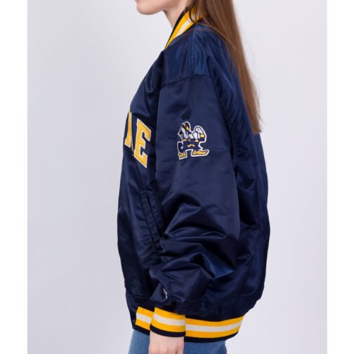 University of Notre Dame 90’s Blue Bomber Satin Jacket - Image 5