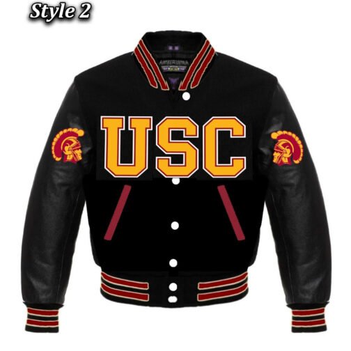 University of Southern California Red and Gold Varsity Jacket - Image 2