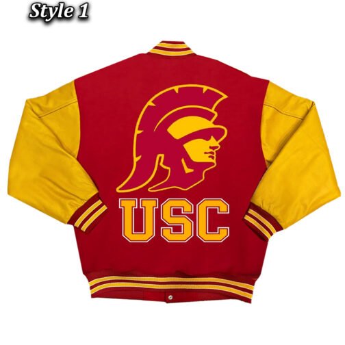 University of Southern California Red and Gold Varsity Jacket - Image 4