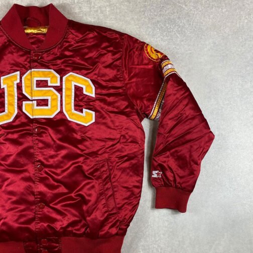 USC Trojans Football Red Satin Button-Up Jacket - Image 7
