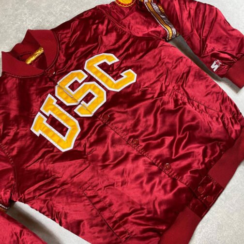USC Trojans Football Red Satin Button-Up Jacket - Image 6