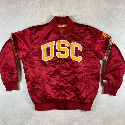 USC Trojans Football Red Satin Button-Up Jacket - Image 4