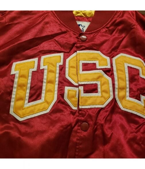 USC Trojans Football Red Satin Button-Up Jacket - Image 9