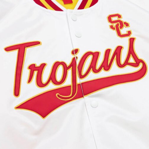 USC Trojans White Lightweight Satin Jacket - Image 3