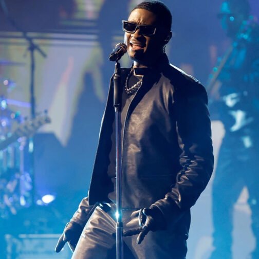 Usher Super Bowl Halftime Show Black Leather Jacket - Image 3