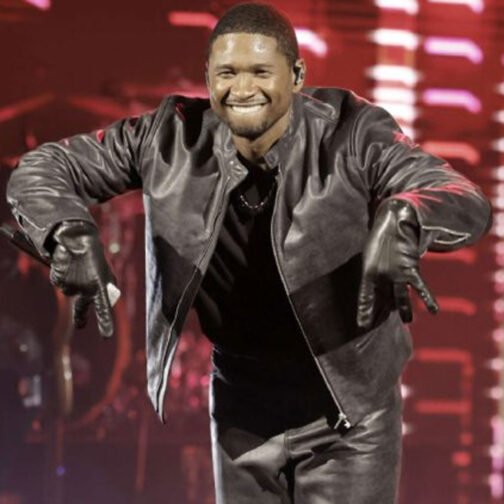 Usher Super Bowl Halftime Show Black Leather Jacket - Image 4