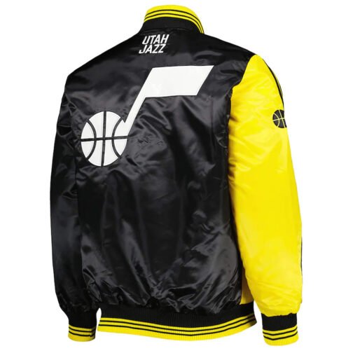 Yellow/Black Utah Jazz Fast Break Satin Jacket - Image 2