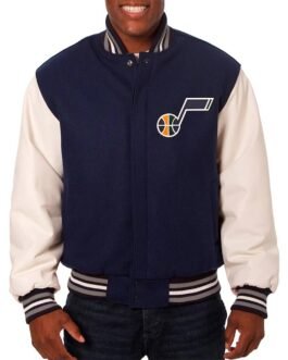 Utah Jazz Varsity Navy and White Jacket