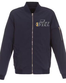 Utah Jazz Bomber Lightweight Navy Nylon Jacket